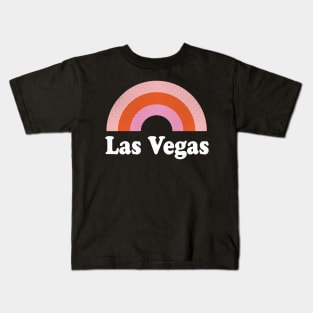 Las Vegas, Nevada - NV Retro Rainbow and Text Kids T-Shirt